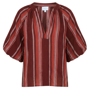 Marine 3/4 Balloon Sleeve V-Neck Top
