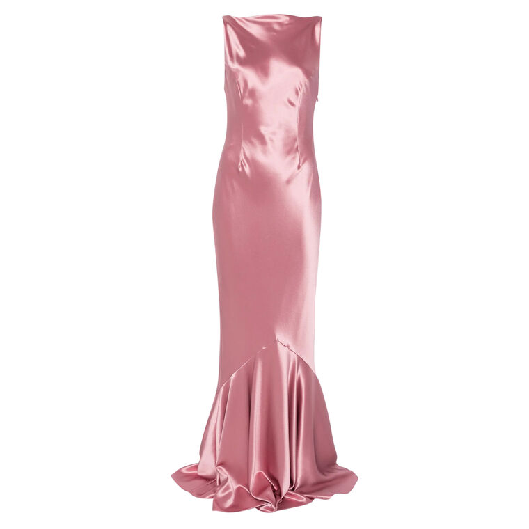 Ambrosia Sleeveless Satin Open-Back Maxi Dress image number null