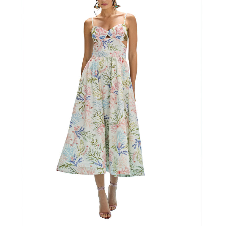 Sleeveless Seaweed Flutter Midi Dress image number null