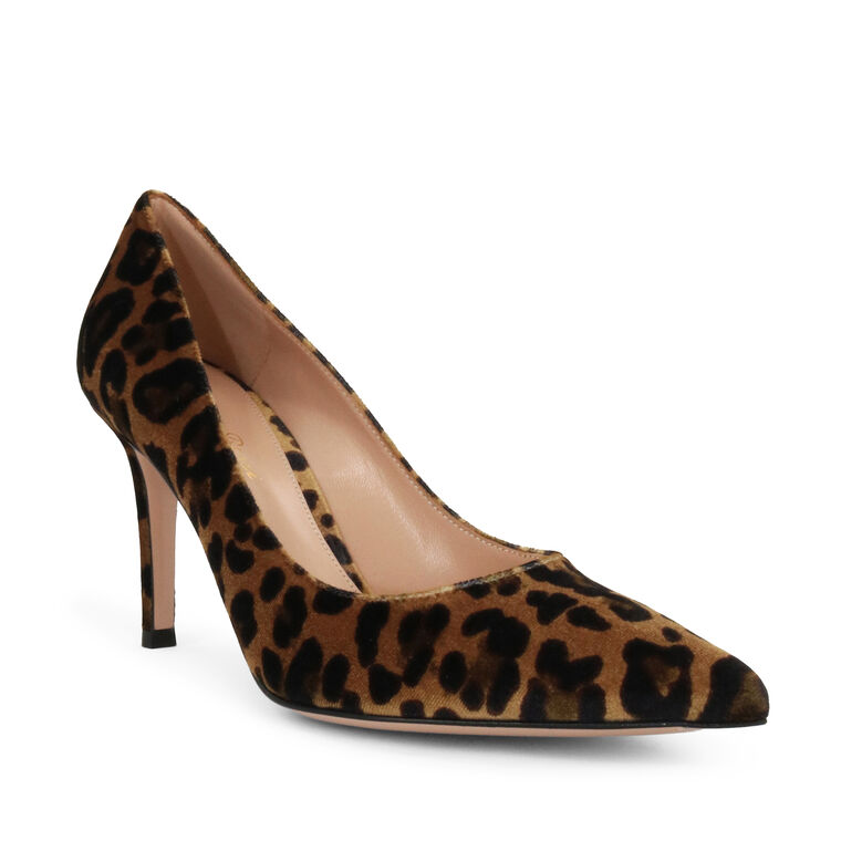 Gianvito 85mm Velvet Leopard Pump image number null