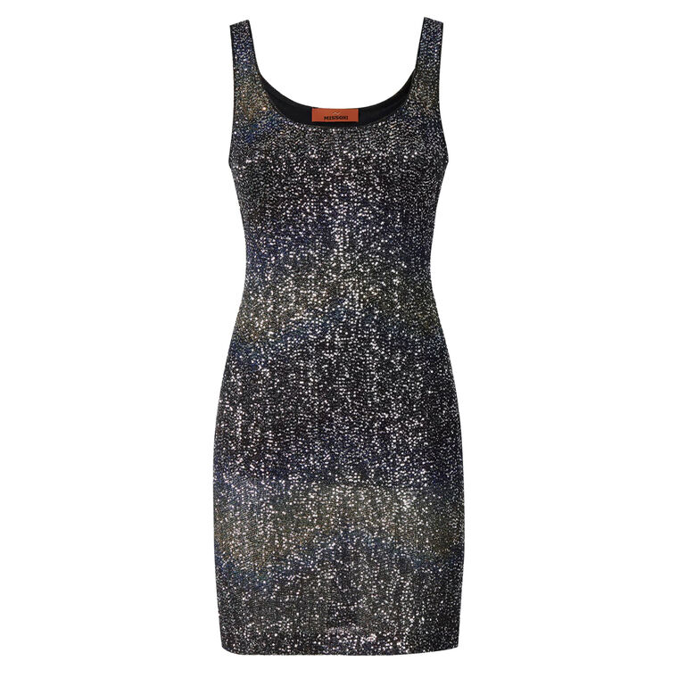 Sleeveless Sequin Knit Mini Dress image number null