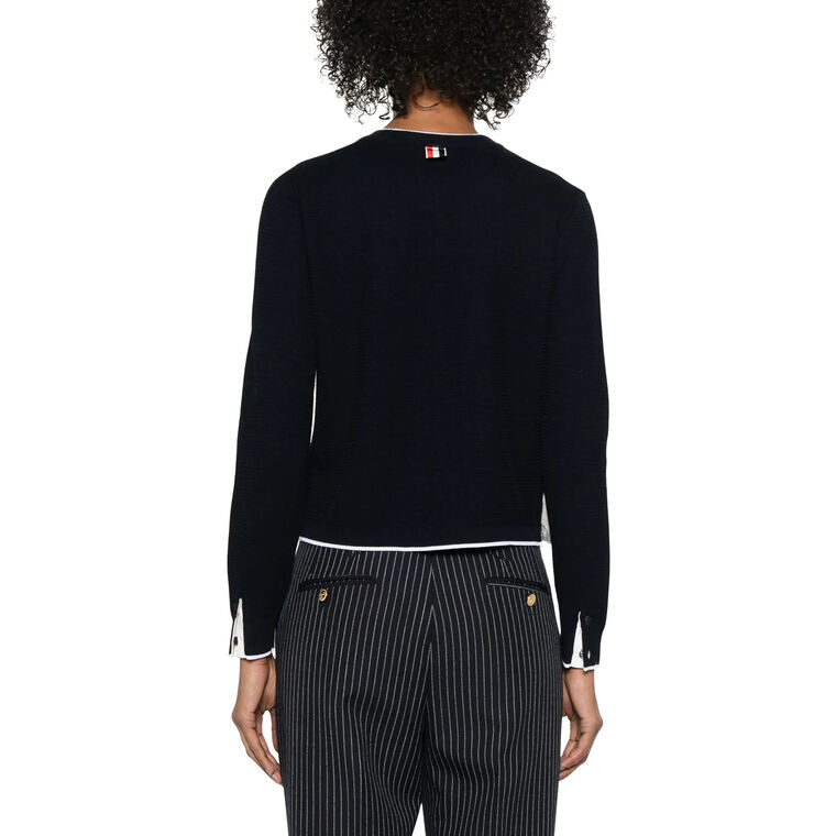 Textured Stitch Crew Neck Cardigan image number null