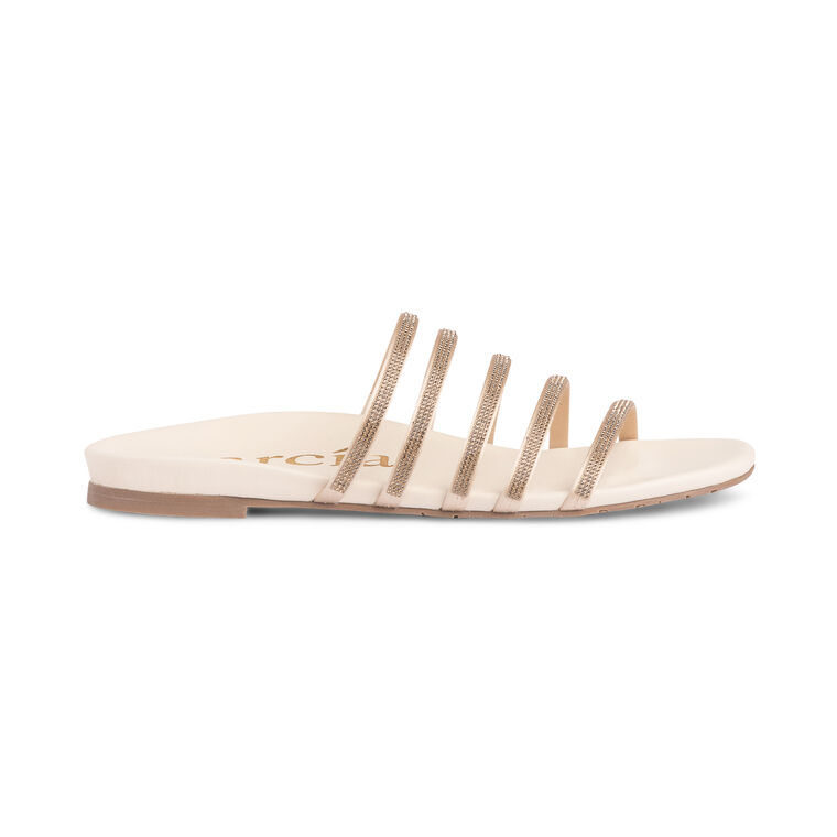 Beatrix Multi Strap Crystal Footbed Satin Slide image number null
