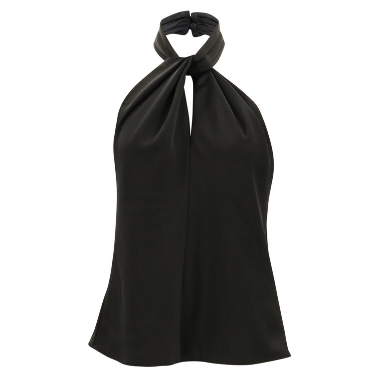 Maya Solid Satin Halterneck Top image number null