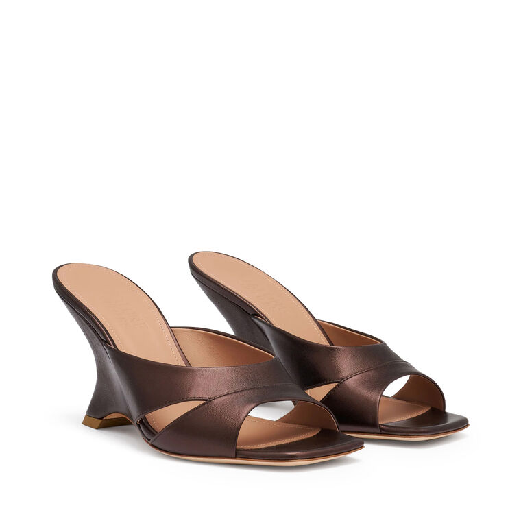 Lourdes 85mm Metallic Leather Wedge Sandals image number null
