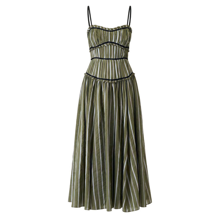 Celia Sleeveless Ruffle Trim Midi Dress image number null