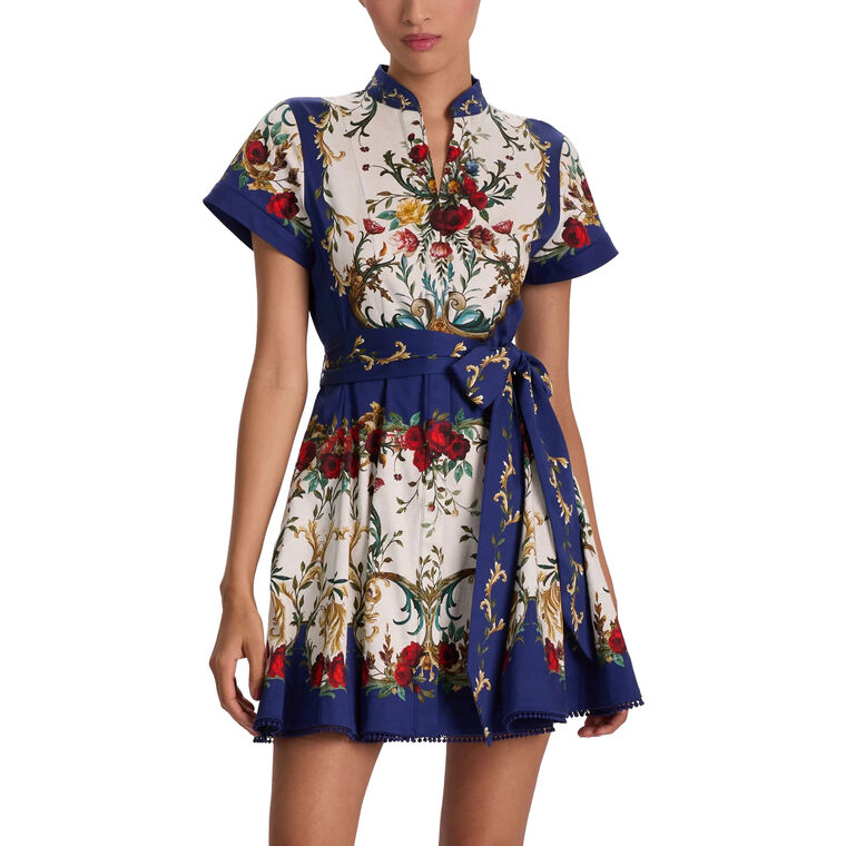 Lucy Short Sleeve Mini Shirt Dress With Tie Belt image number null