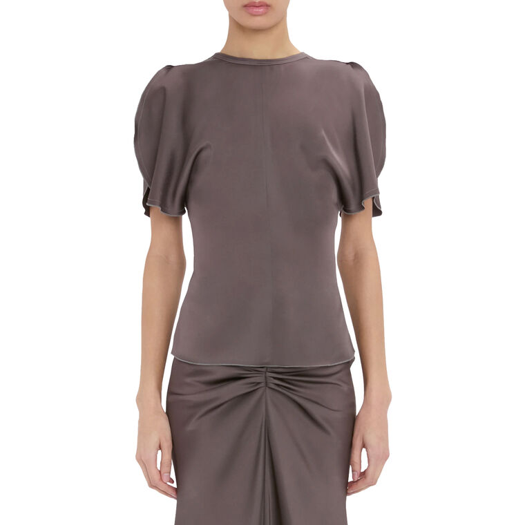 Bela Short Sleeve Satin Top image number null