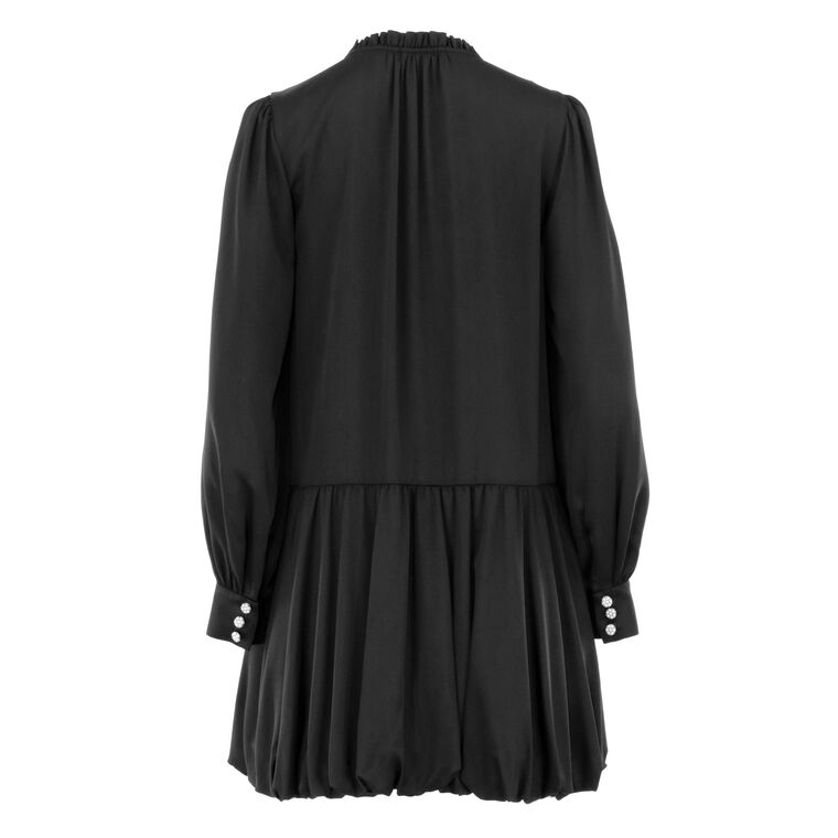 Valetta Long Sleeve Bubble Hem Satin Mini Dress image number null