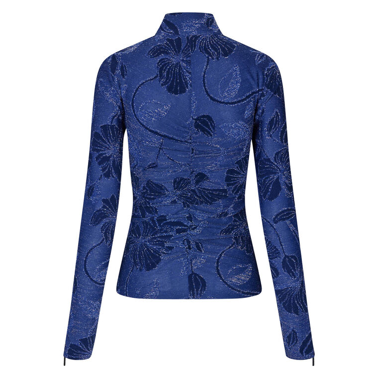 Gathered Long Sleeve High Neck Collar Top image number null
