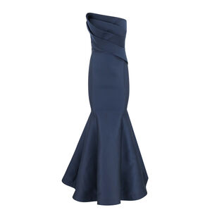 Angled Taffeta Bodice Gown