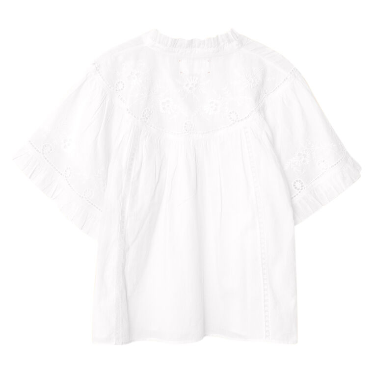 Mae Short Sleeve Button-Front Ruffle Shirt image number null