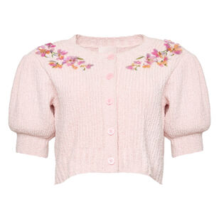 Millicent Trailing Iris Short Puff Sleeve Cardigan
