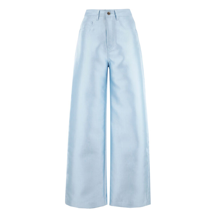 High-Rise Heavy Satin Boyfriend Trousers image number null