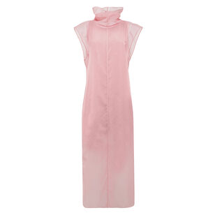 Sleeveless High Neck Midi Dress In Nylon Organza