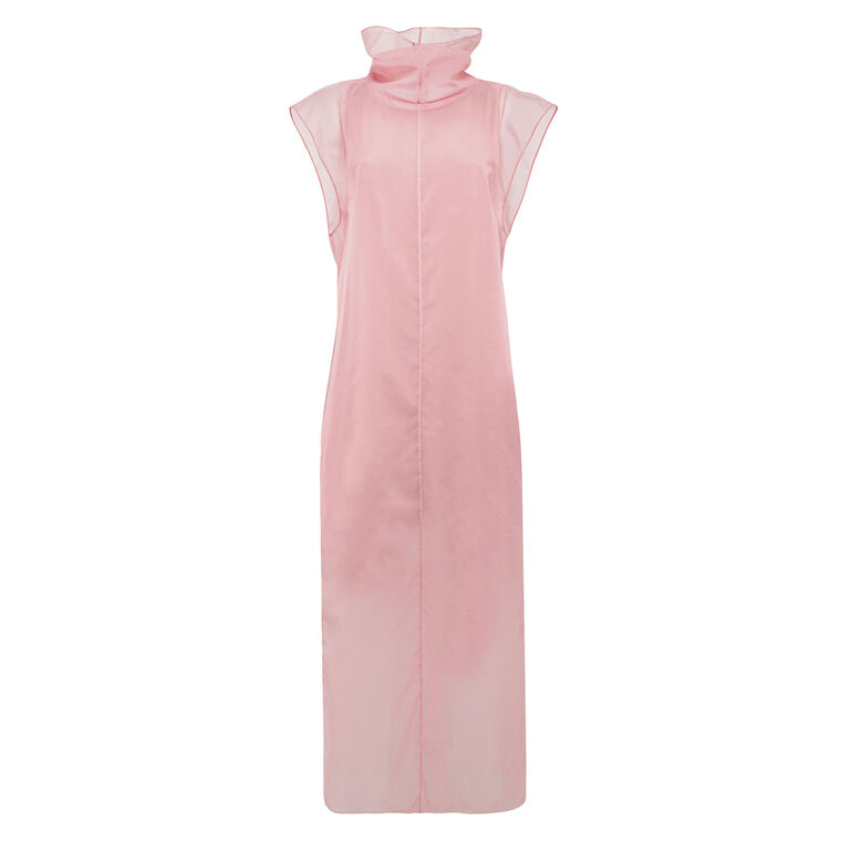 Sleeveless High Neck Midi Dress In Nylon Organza image number null