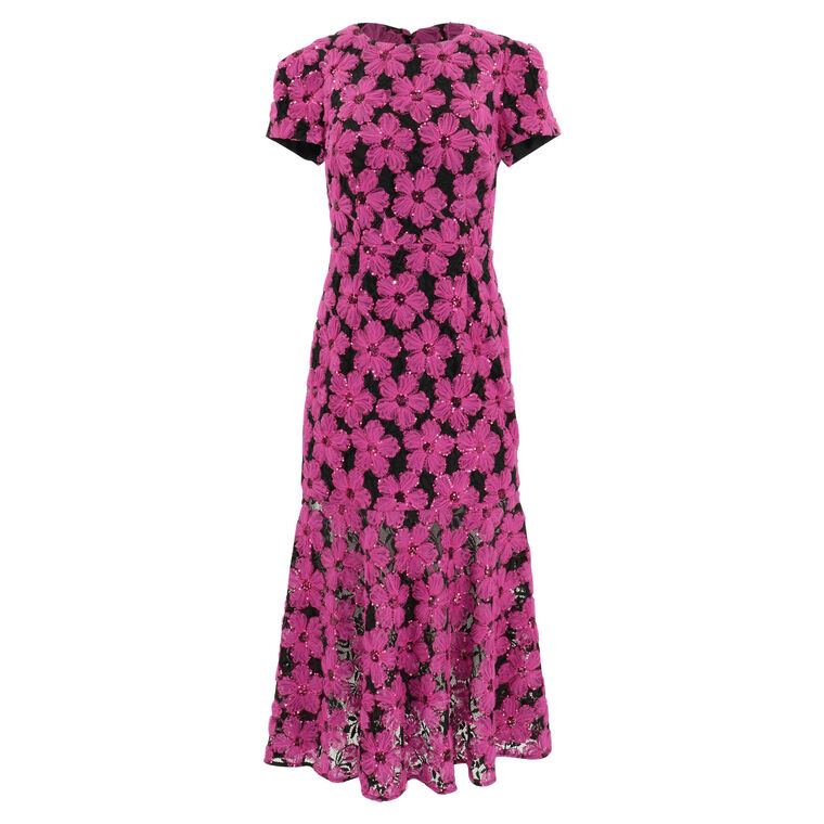 Tahlia Tulle Mesh Embroidery Midi Dress image number null