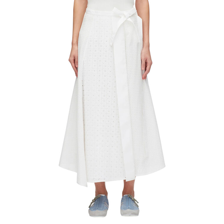 Broderie Anglaise Patchwork Midi Skirt image number null