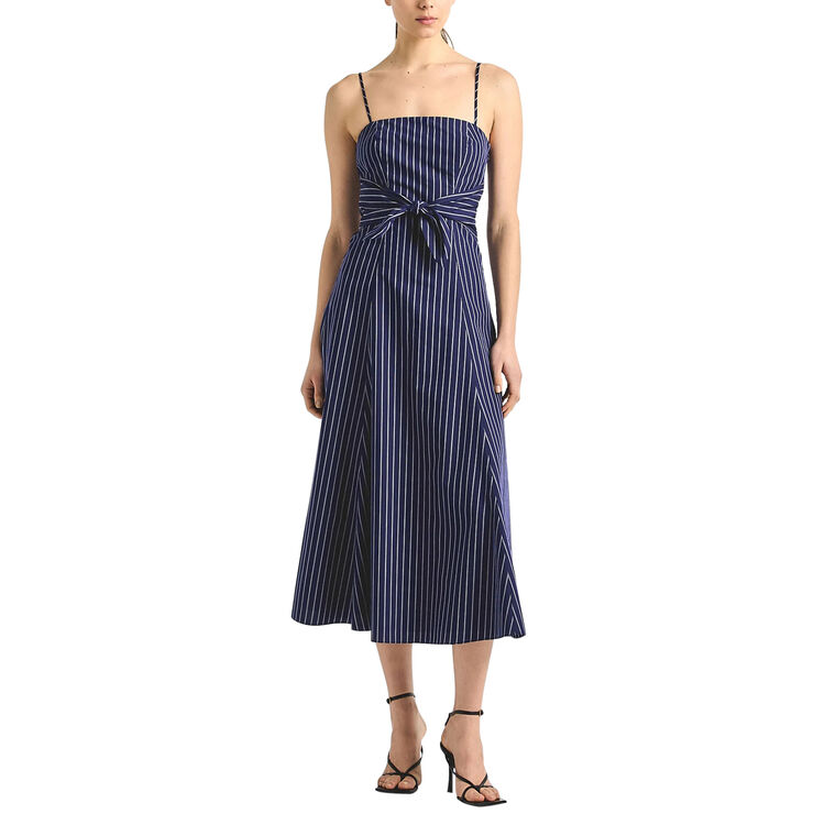 Zandra Striped Shirting Tie Front Dress image number null