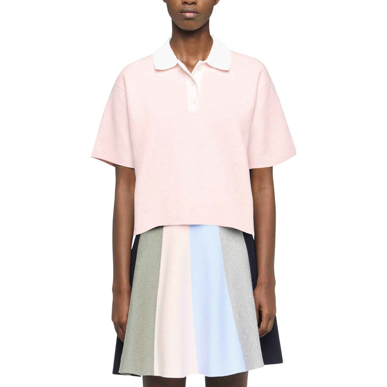 Cropped Knitted Polo Top image number null