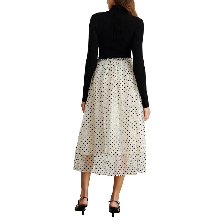 Ainsley Polka Dot Silk Organdy Midi Skirt image number null