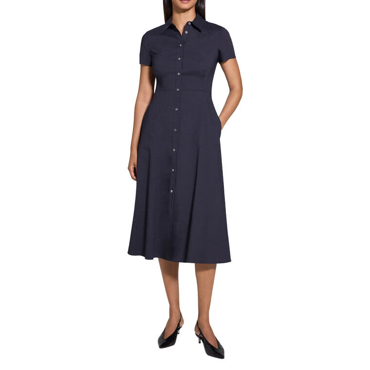 Short Sleeve Button Down Midi Dress In Good Linen image number null