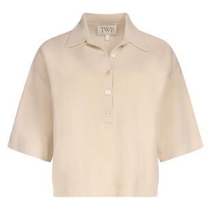 Short Sleeve Cashmere Polo Sweater