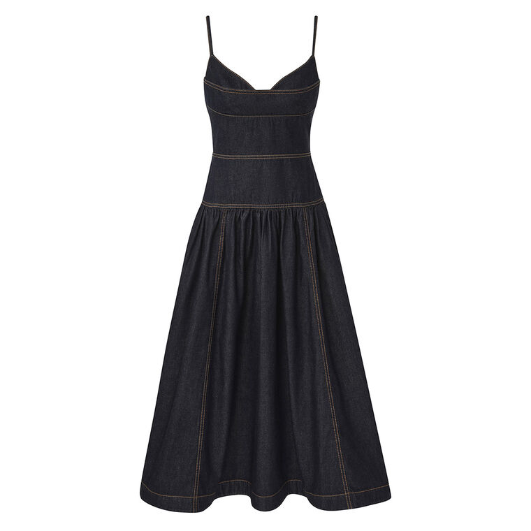Sleeveless Denim Midi Dress image number null