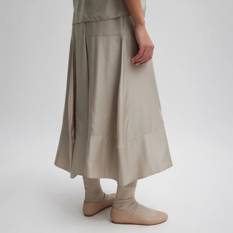 Silk Habutai Circular Seamed Skirt image number null