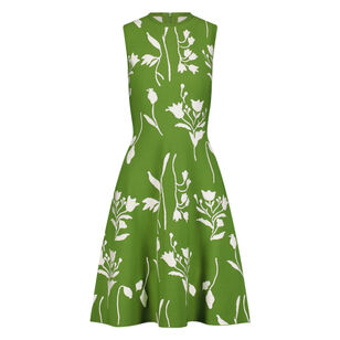 Sleeveless Floral Jacquard Knit Mini Dress