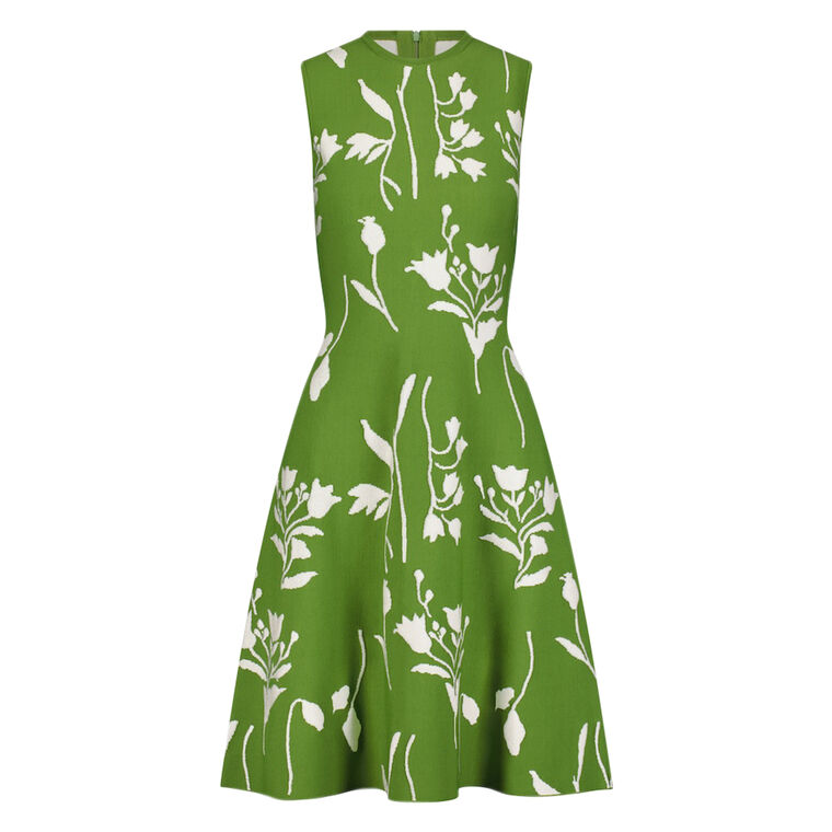 Sleeveless Floral Jacquard Knit Mini Dress image number null