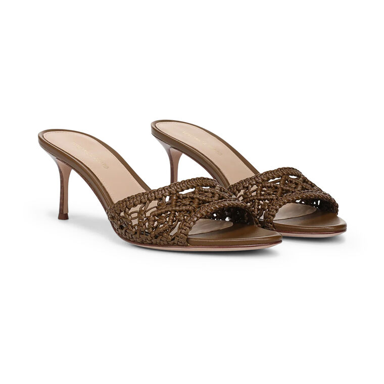 Tia Macrame Leather Kitten Heel Sandal image number null