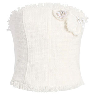 Henriette Crunchy Flowers Strapless Tweed Top