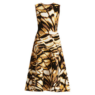 Sleeveless Butterfly Jacquard Fit And Flare Knit Midi Dress