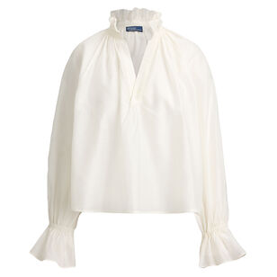 Long Sleeve Split Neck Woven Shirt