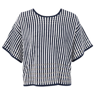 Nellie Short Sleeve Knit Pinstripe Top