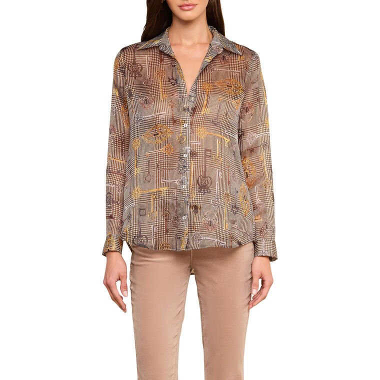 Nina Long Sleeve Silk Organza Blouse image number null