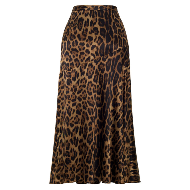 Tess Bias Cut Midi Skirt In Printed Silk Charmeuse image number null