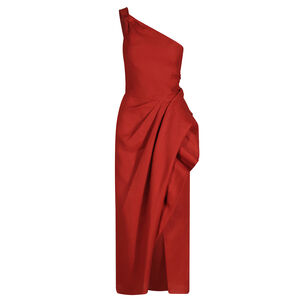 Salsero One-Shoulder Linen Midi Dress