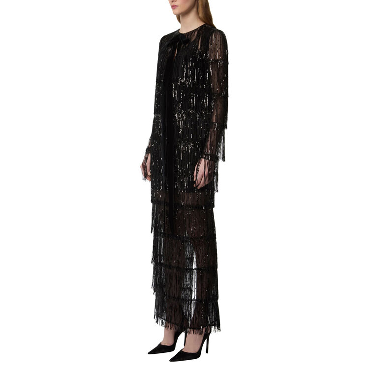Long Sequin Fringe Dress image number null