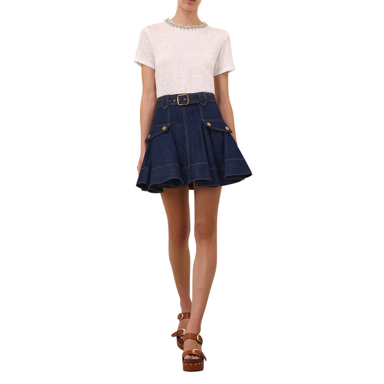 Belted Denim Cargo Mini Skirt image number null