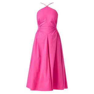 Kata Halterneck Shirred Waist Midi Dress