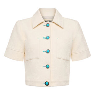 Chita Cropped Short Sleeve Jacquard Jacket