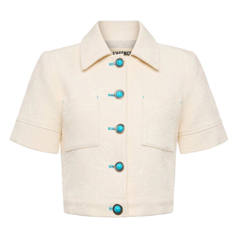 Chita Cropped Short Sleeve Jacquard Jacket image number null