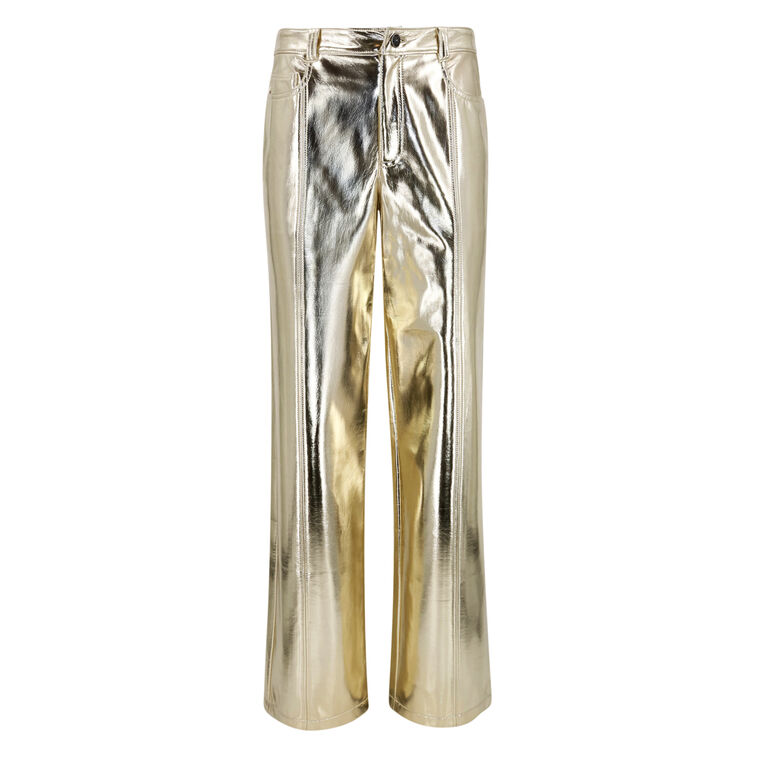 Metallic Vegan Leather Francine Straight Leg Pant image number null