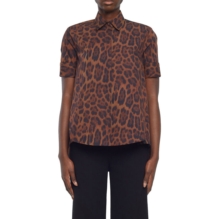 Trapeze Short Sleeve Shirt In Printed Poplin image number null