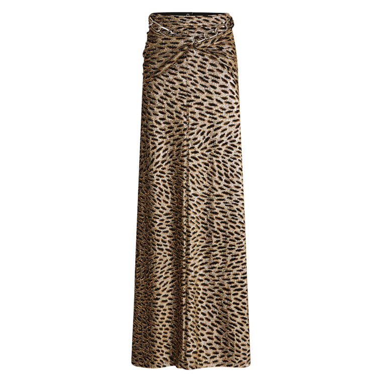Twisted Metallic Tiger Jacquard Maxi Skirt image number null