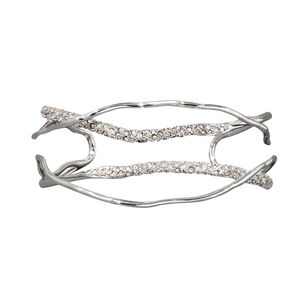 Solanales Silver Crystal Intertwined Cuff Bracelet