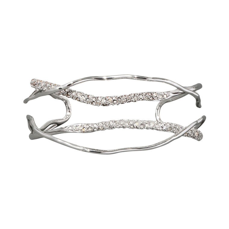 Solanales Silver Crystal Intertwined Cuff Bracelet image number null