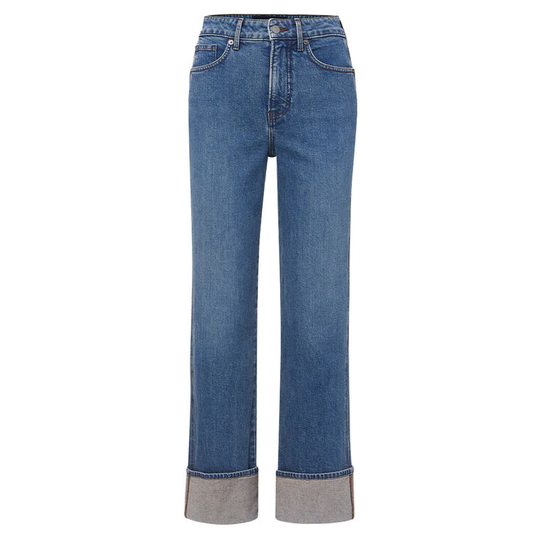 Dylan Cuffed High Rise Straight Leg Jean image number null